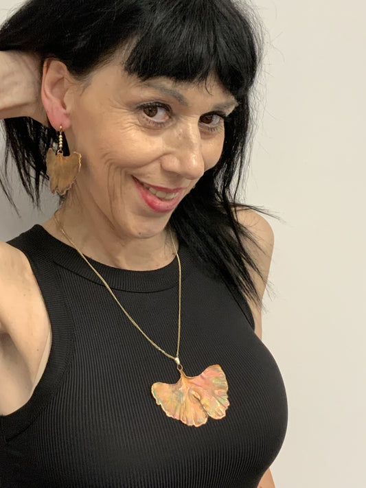 Real Ginkgo leaf earrings and necklace