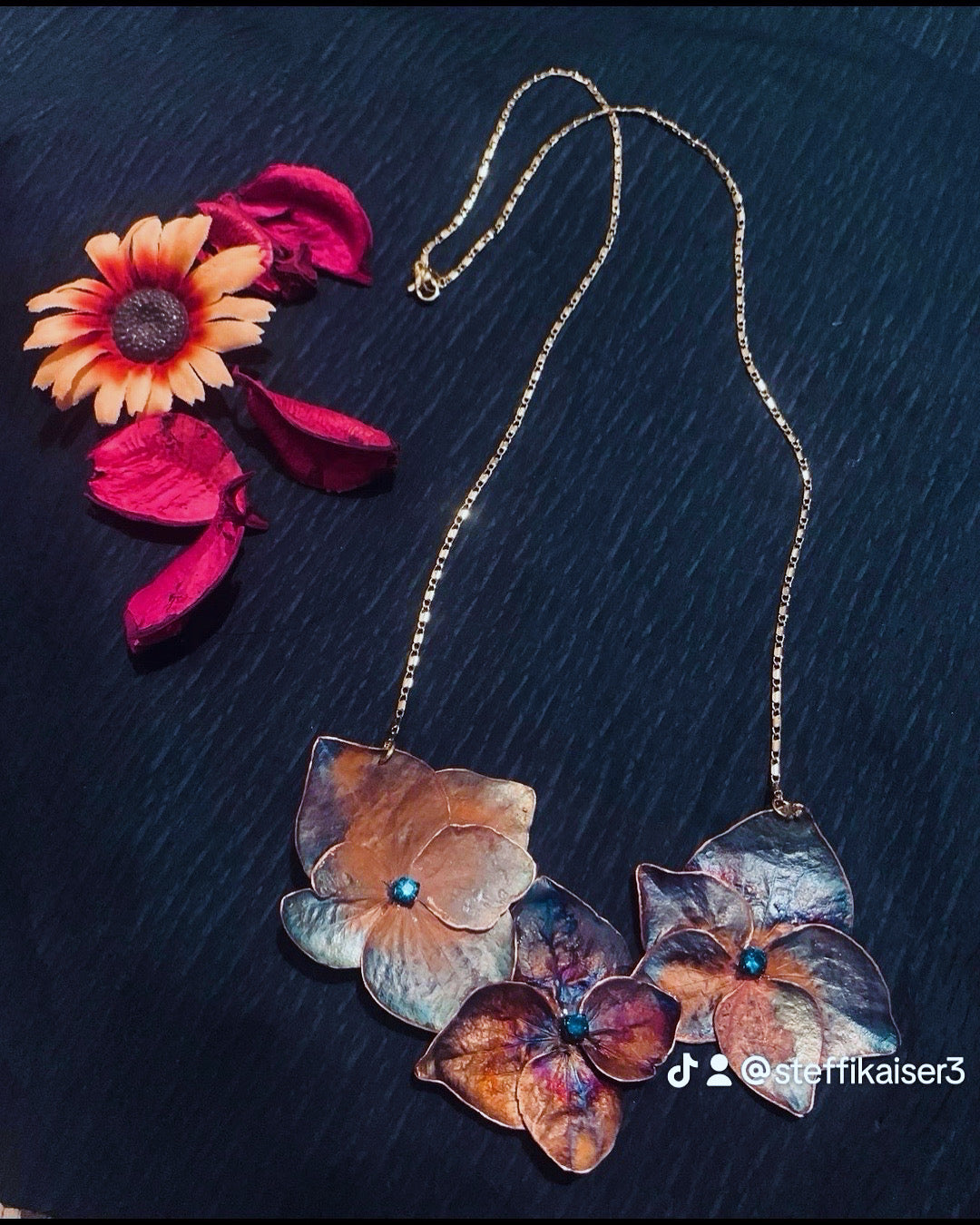 Hydrangea flower necklace