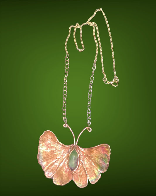 real ginkgo Leaf necklace